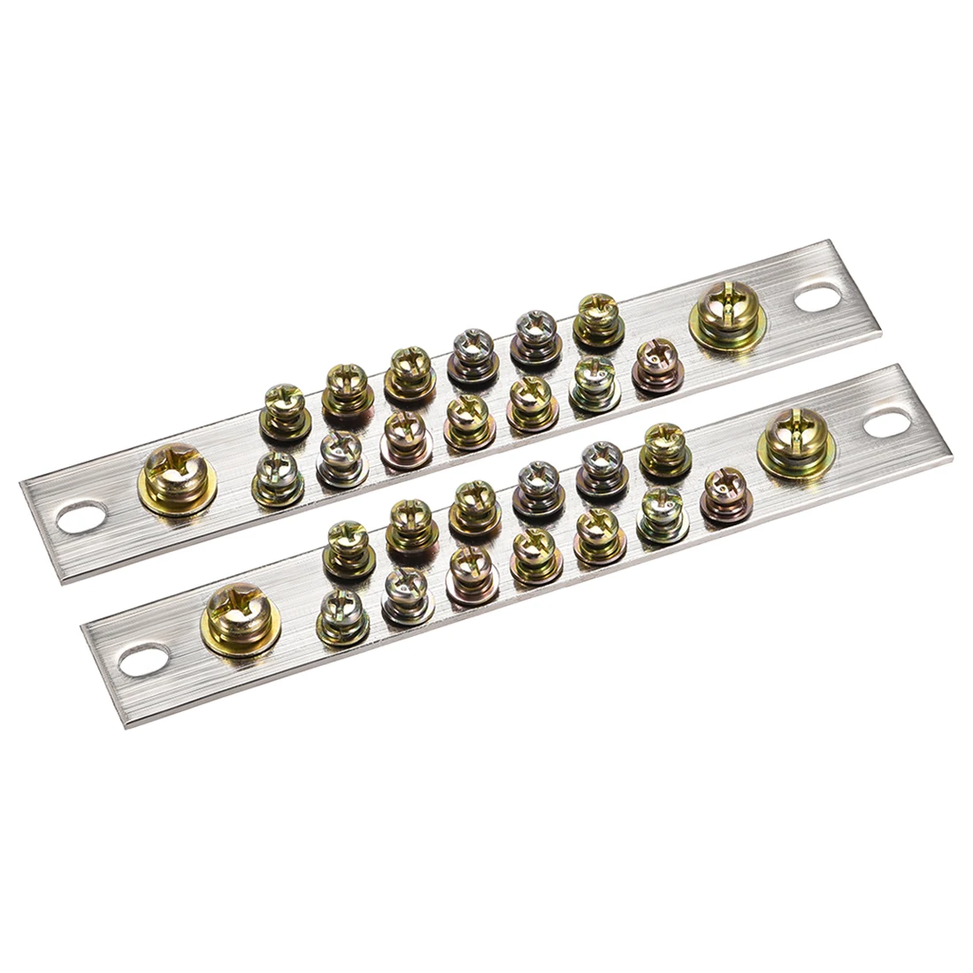 

uxcell Copper Screw Terminal Block Connector Bar 100A Double Row Ground Wire 15 Positions 2 Pcs
