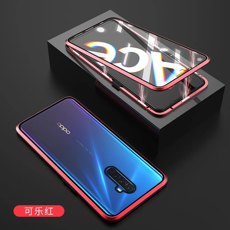 Red GKK Магнитный адсорбционный металлический чехол для OPPO Reno 2 Z 10X Zoom Ace чехол Двусторонняя крышка из закаленного стекла для Oppo Reno 2 Z Ace - Цвет: Red