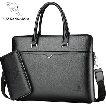 

YUESKANGAROO New Luxury Men's Briefcase Satchel Bags For Men Business Laptop Handbag PU Leather Shoulder Bag Male Travel Bags