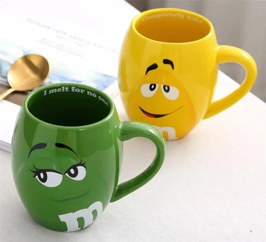 M& m бобы кофейные кружки чашки для чая и Кружки Мультфильм милый знак экспрессии большой емкости керамическая чашка Рождественский подарок