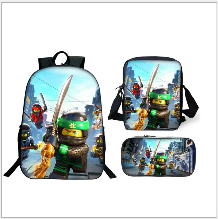 as pictures Ninjago игры 3 шт рюкзак для студентов, для мальчиков и девочек, школьные сумки для подростков USB зарядка ноутбука рюкзак 3 шт./компл. рюкзак с Карандаш Чехол - Color: as pictures