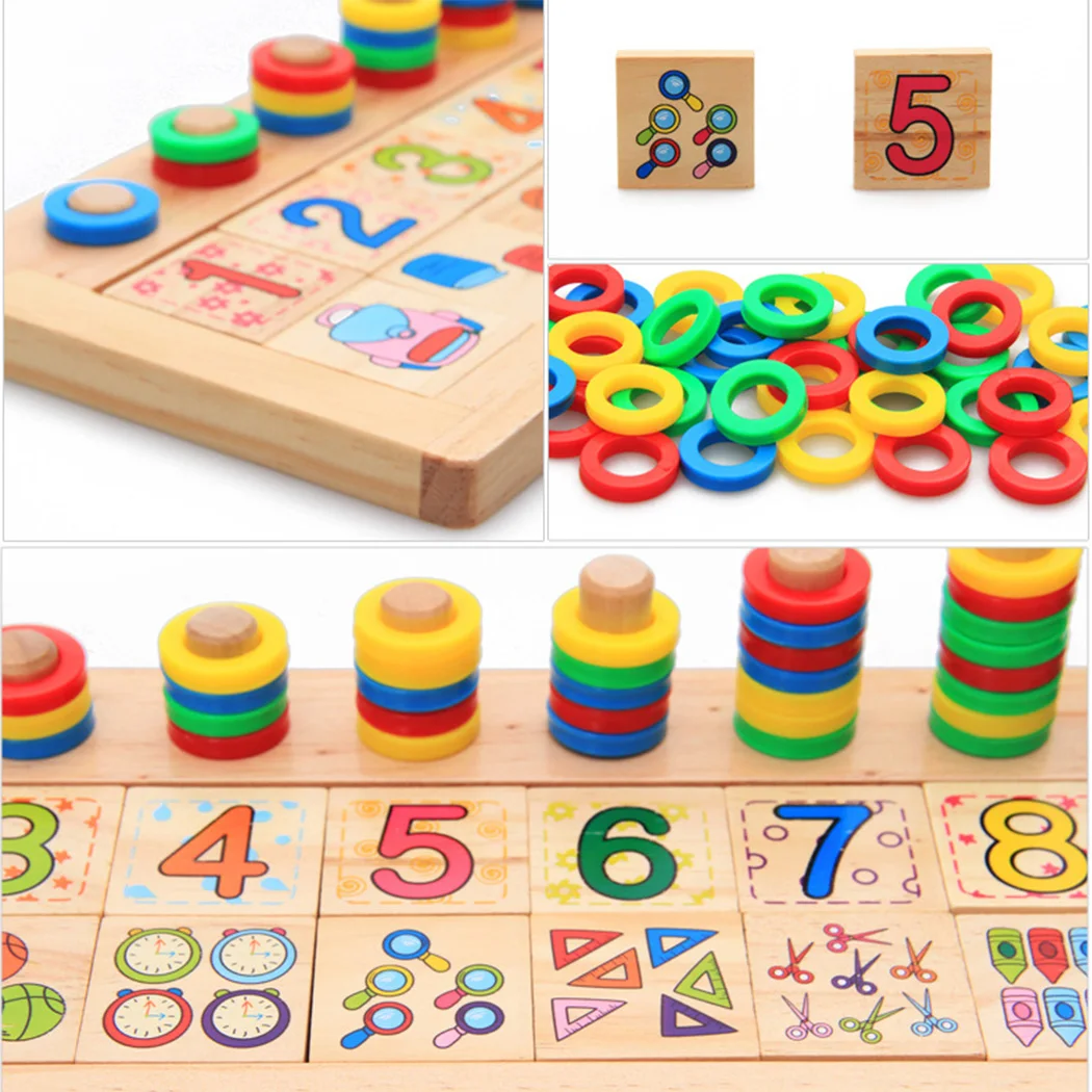 Kids Wooden Montessori Materials Learning To Count Numbers Matching Early Education Teaching Math Toys Logarithmic Board