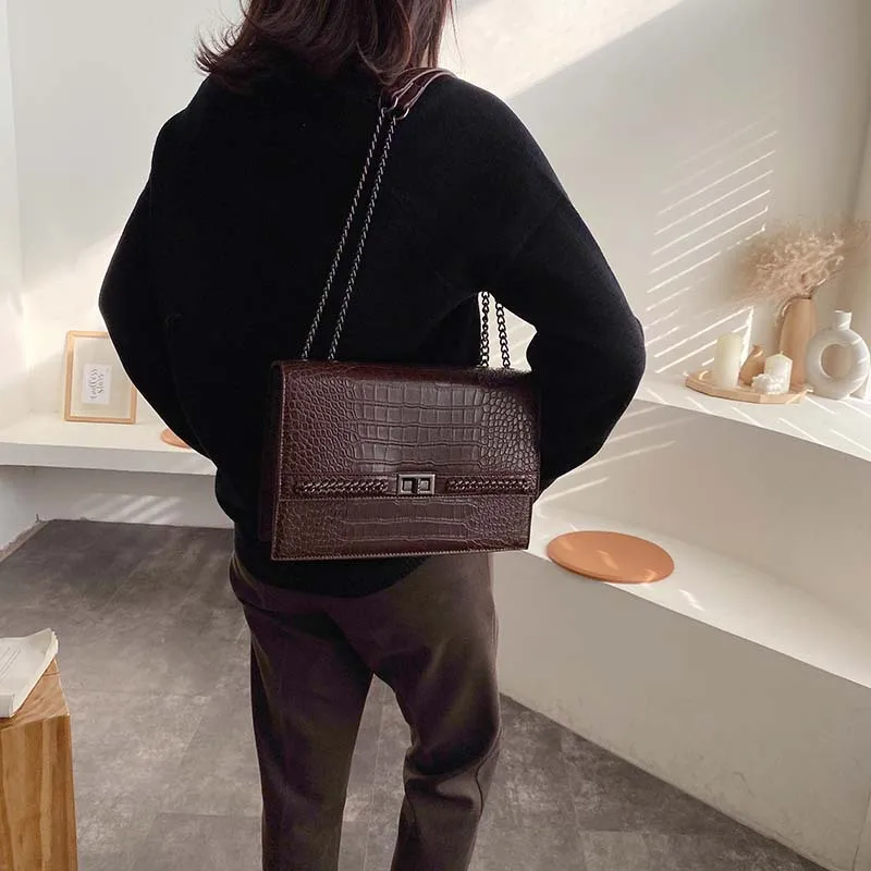 Bolsa Mujer, сумки для женщин, роскошные сумки, женские сумки, дизайнерские, крокодиловый узор, кожа, сумка через плечо, сумка-мессенджер