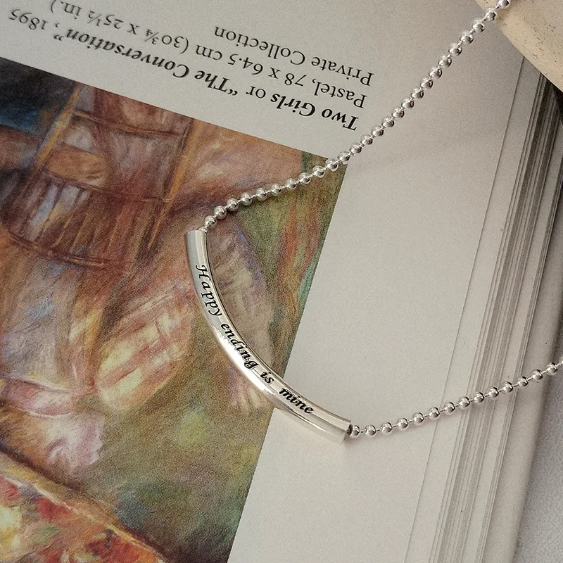 

Far Vatican S925 Fine Silver Accessories Lettering English Lettered Tube Choker Women's Bead Necklace Plans to Sample