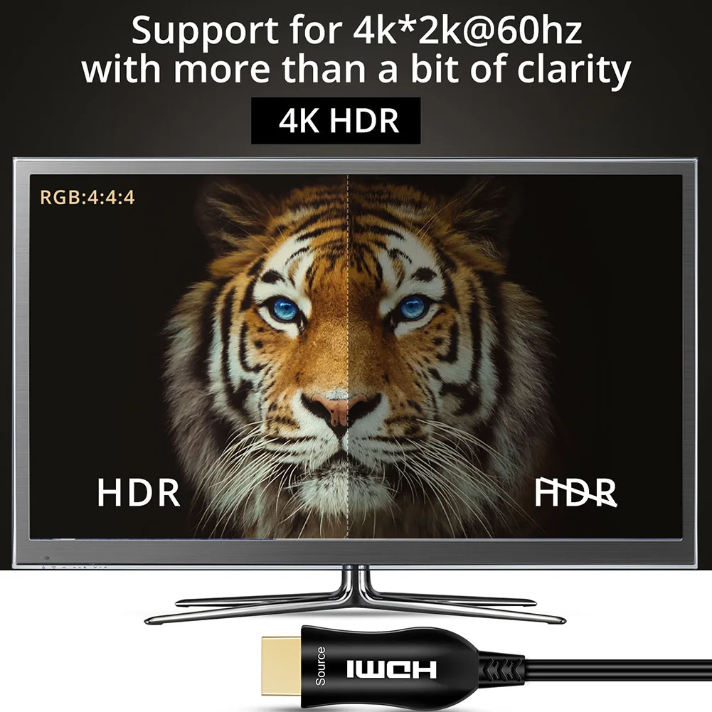 

Stable Computer Projector HDMI Fiber Optic Cable Signal Conversion Unidirectional Electric 4K 60Hz Ultra Thin Video Transmission