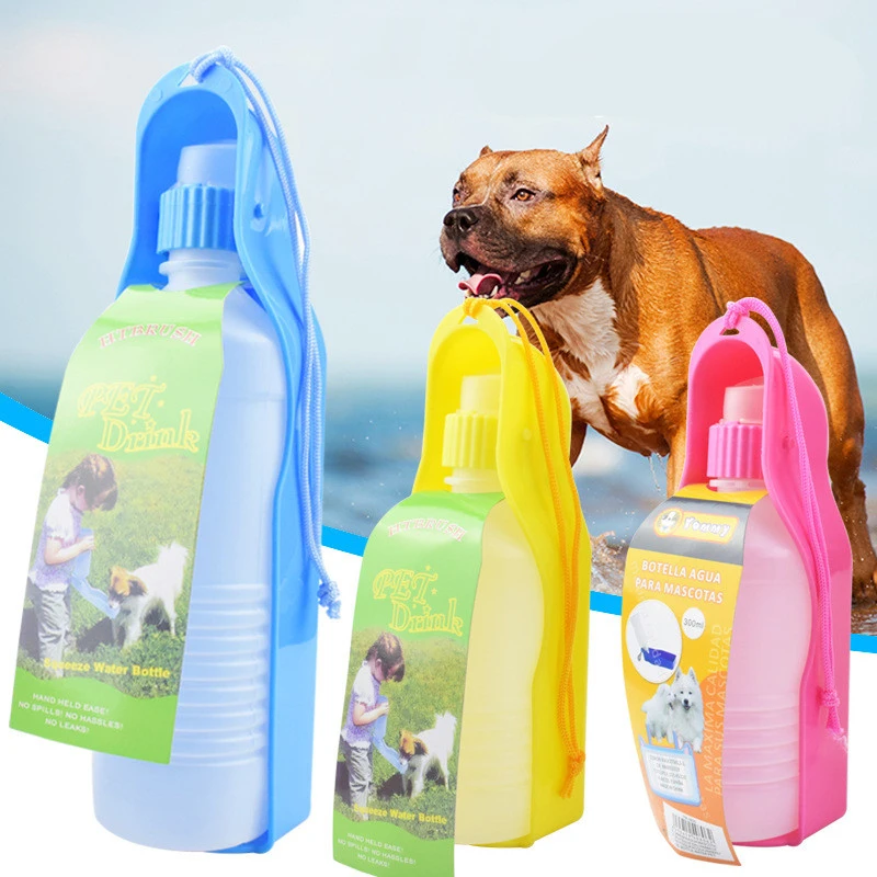 Water Bottle with Bowl for Pets, Outdoor Drinking Dispenser, Portable, Travel, Small and Medium Dogs, 250ml, 500ml