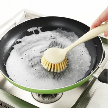 

1pc Long Handle Wash Pot Brush Kitchen Supplies Dishwashing Brush Household Sink Stove Cleaning Brush