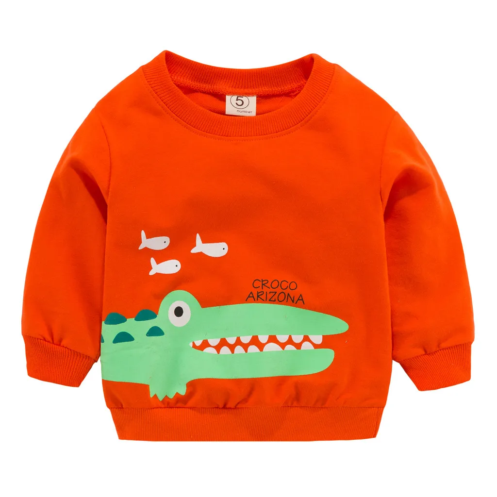 Зимняя приталенная рубашка с длинными рукавами и рисунком динозавра панды и крокодила, одежда для мальчиков, футболка с принтом из мультфильма, топ, футболка, 40 - Цвет: as the photo show