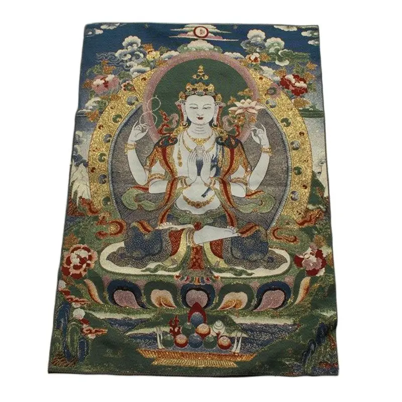 Соберите Nepal Thangka шелк Будды тибетский Будда тангка Тан статуя Гуаньинь Вышивка 18