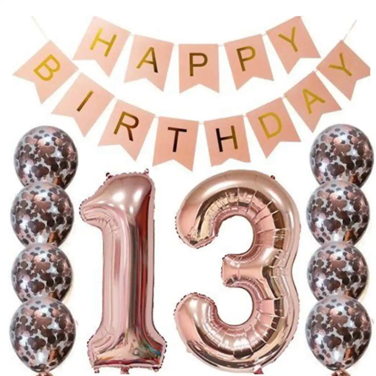 New 13th/30th Rose Gold Foil Number Balloon Birthday Pack Sweet Garland Balloons Wedding Engagement Party Decor Banner Accessori | Дом и сад