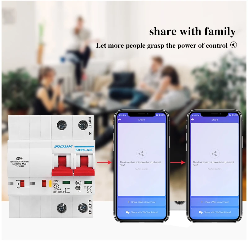 2P Wi-Fi умная Температура Влажность автоматический выключатель защита от перегрузки короткого замыкания с Alexa google home для умного дома