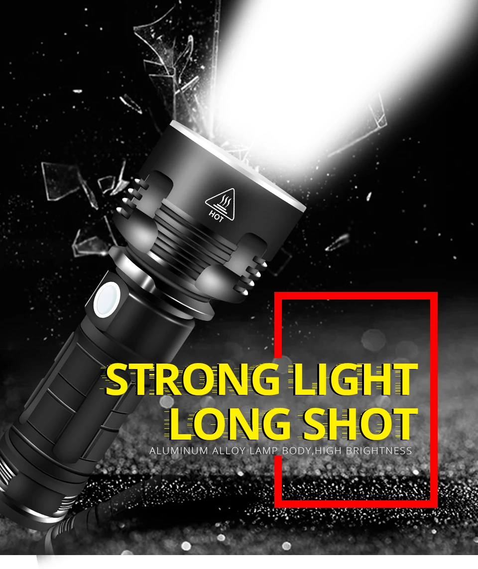 Ультра яркий XHP70.2 мощный перезаряжаемый светодиодный светильник-вспышка L2 Lanterna тактический фонарь с батареей 18650 или 26650, походный светильник