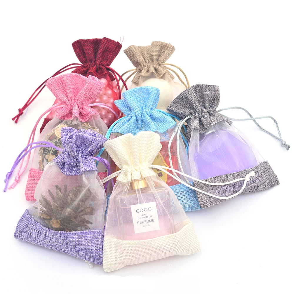 

Jute Gift Packaging Bag 3.9"x5.5" 5"x7" Linen Burlap Party Candy Favor Bag Jute Drawstring Pouch for Jewelry Tea Packaging 50pcs