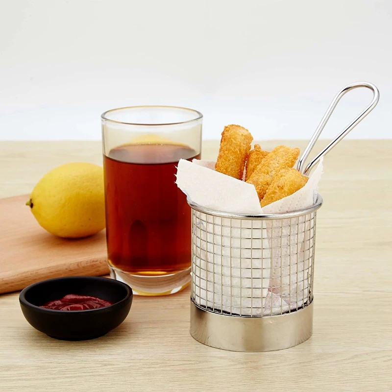 Stainless Steel Magic Basket Mini Chip French Fries Frying Basket Mesh Strainer Net Chef Cooking Kitchen Accessories