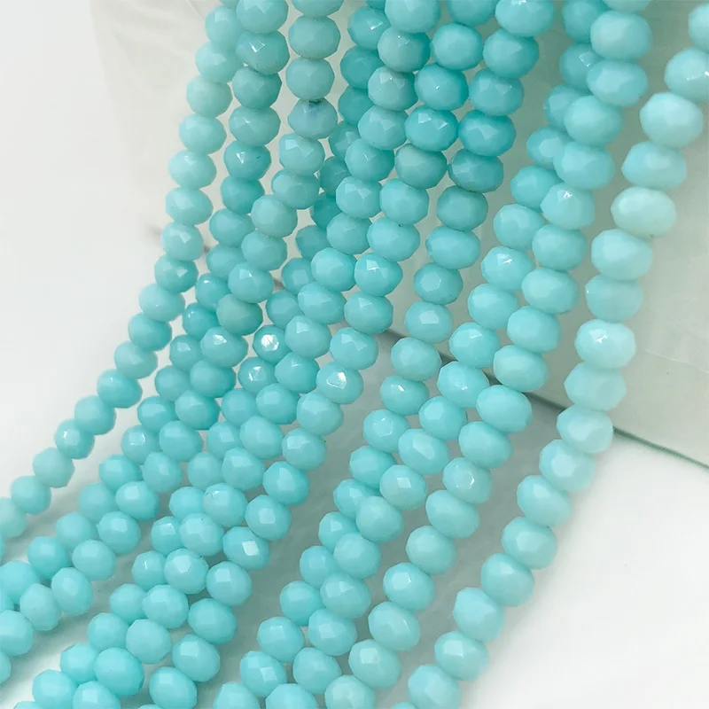 

2 3 4 6 8mm Faceted Flat Light Blue Glass Crystal Beads Spacer Loose Round Beads for Jewelry Making DIY Bracelet Necklace