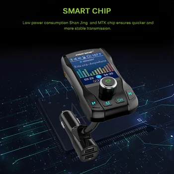 

FM Transmitter 360 Rotatable Wireless Bluetooth Handsfree Color Screen Car Kit With 5V 2.1A Dual USB Charge Car MP3 Audio