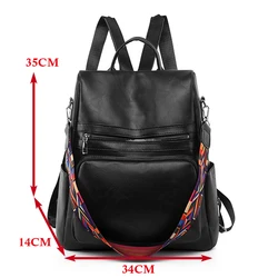 Retro Large capacity Backpack Women PU Leather Rucksack Women's Knapsack Travel Backpacks Shoulder School Bags Mochila Back Pack