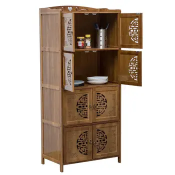 

Kitchen rack floor multi-layer punch-free household finishing storage rack oven microwave oven rack storage cabinet