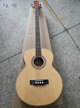 

4 string electric acoustic bass guitar high gloss 43 inch natural color black color full size bass guitar with EQ