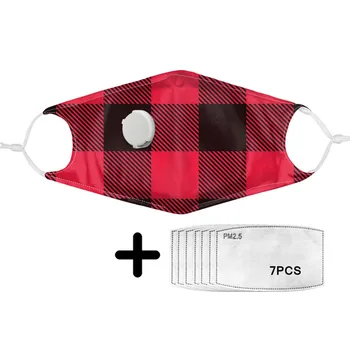 

Women Daily Outdoor Masks with Red Plaid Pattern Mask on Face with Filters and Breathing Valve Adult Mascarillas Custom Design