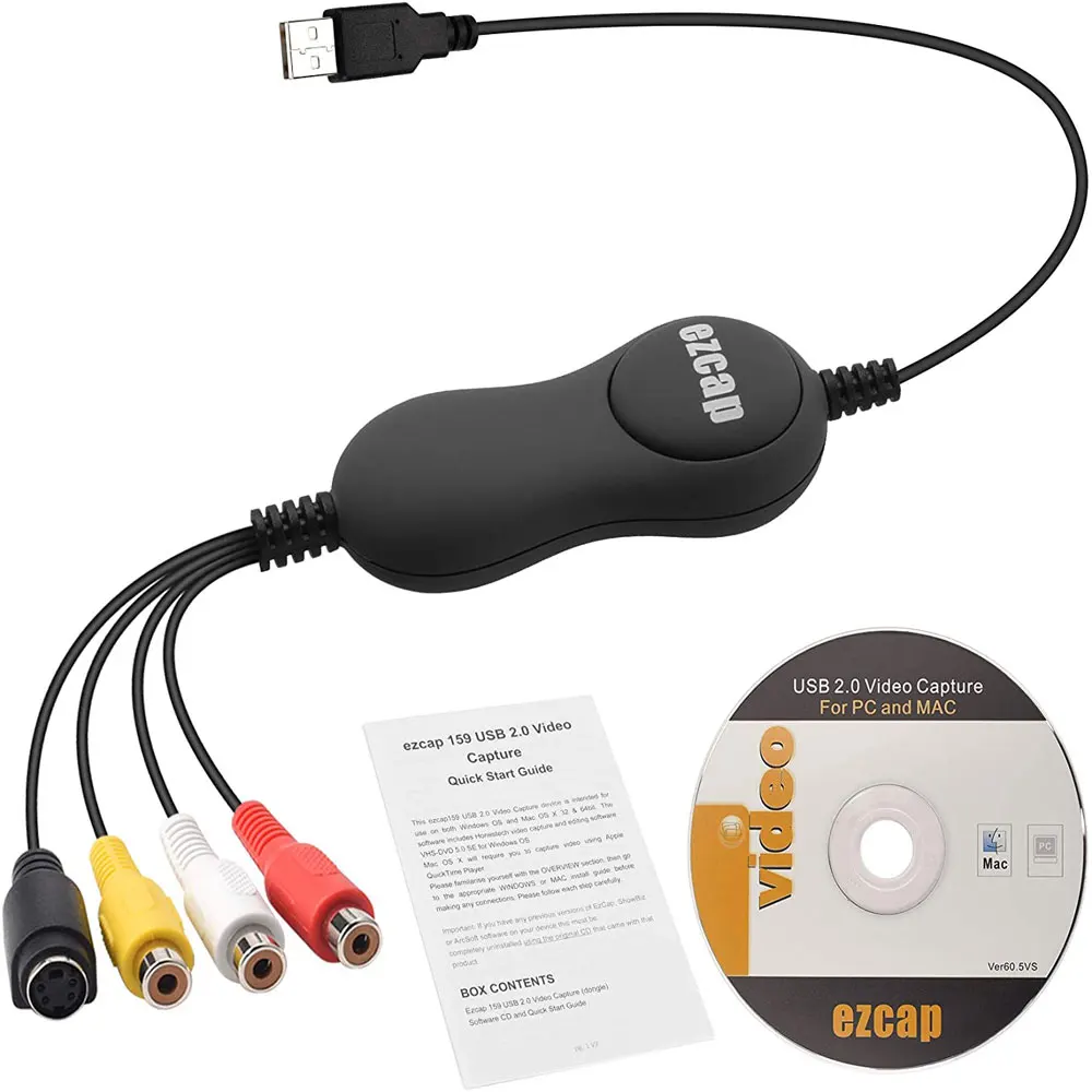 USB 2.0 Audio/Video Converter,VHS to Digital Converter,Video Capture Card  VCR TV to DVD Converter for Mac/PC,1Pcs