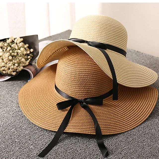 Summer Bowknot Ribbon Outdoor Sun Hats Girls Wide Brim Straw Hat Ladies  Panama Caps Sun Protection Hats For Women Sun Caps New - Sun Hats -  AliExpress