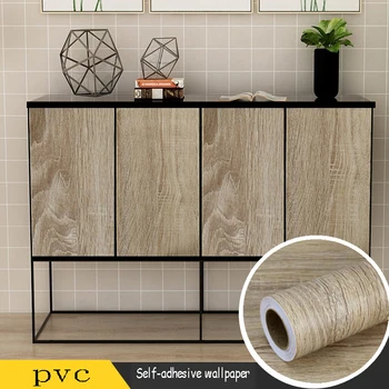 Wood Grain PVC Stickers for Wardrobe Cupboard Table Furniture Waterproof Self Adhesive Wallpaper Home Decor Wall Papers 1