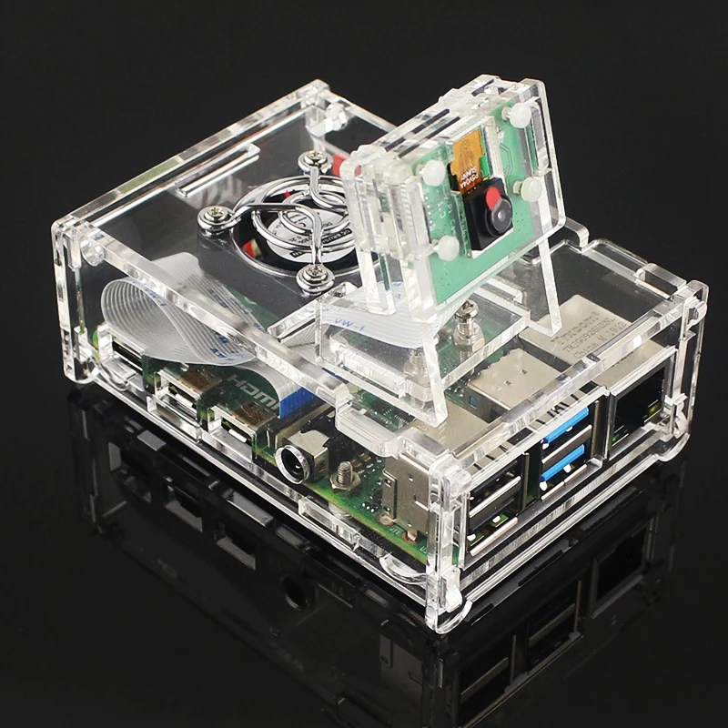 Tranparent акриловый чехол Корпус ж/кронштейн камеры для Raspberry Pi 4 Модель B