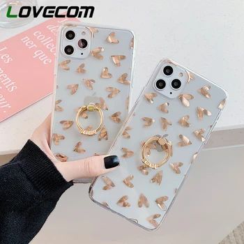 

LOVECOM Heart Flamingo Pineapple Phone Case For iPhone 11 Pro Max 7 8 Plus X Transparent Soft IMD Back Cover With Ring Buckle