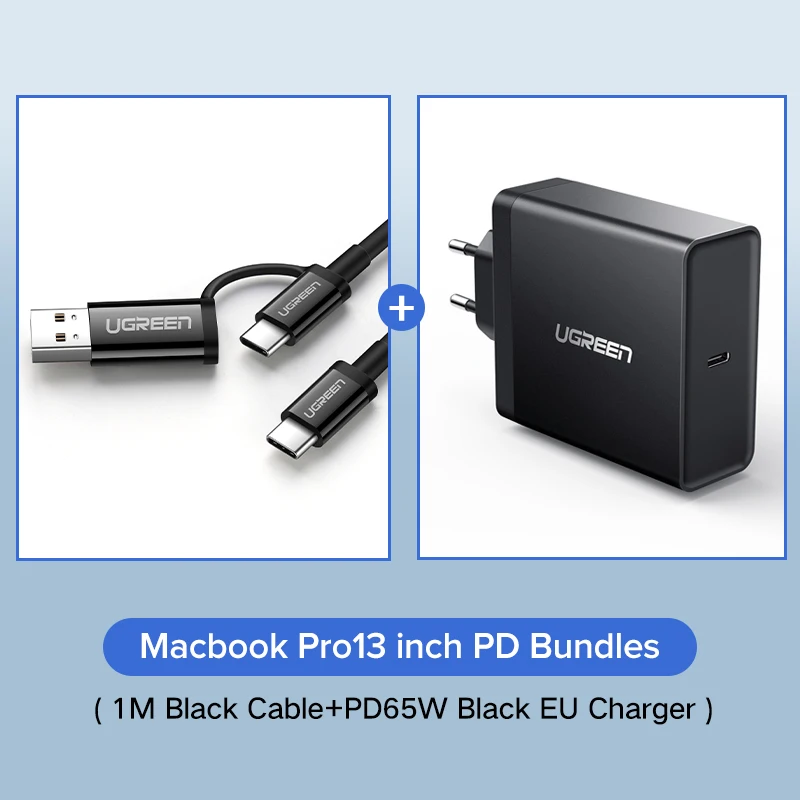 Ugreen USB C к usb type C кабель для samsung Galaxy S9 S8 PD60W Быстрая зарядка кабель для Macbook Pro iPad Pro USB-C шнур зарядного устройства - Цвет: Black With PD65W