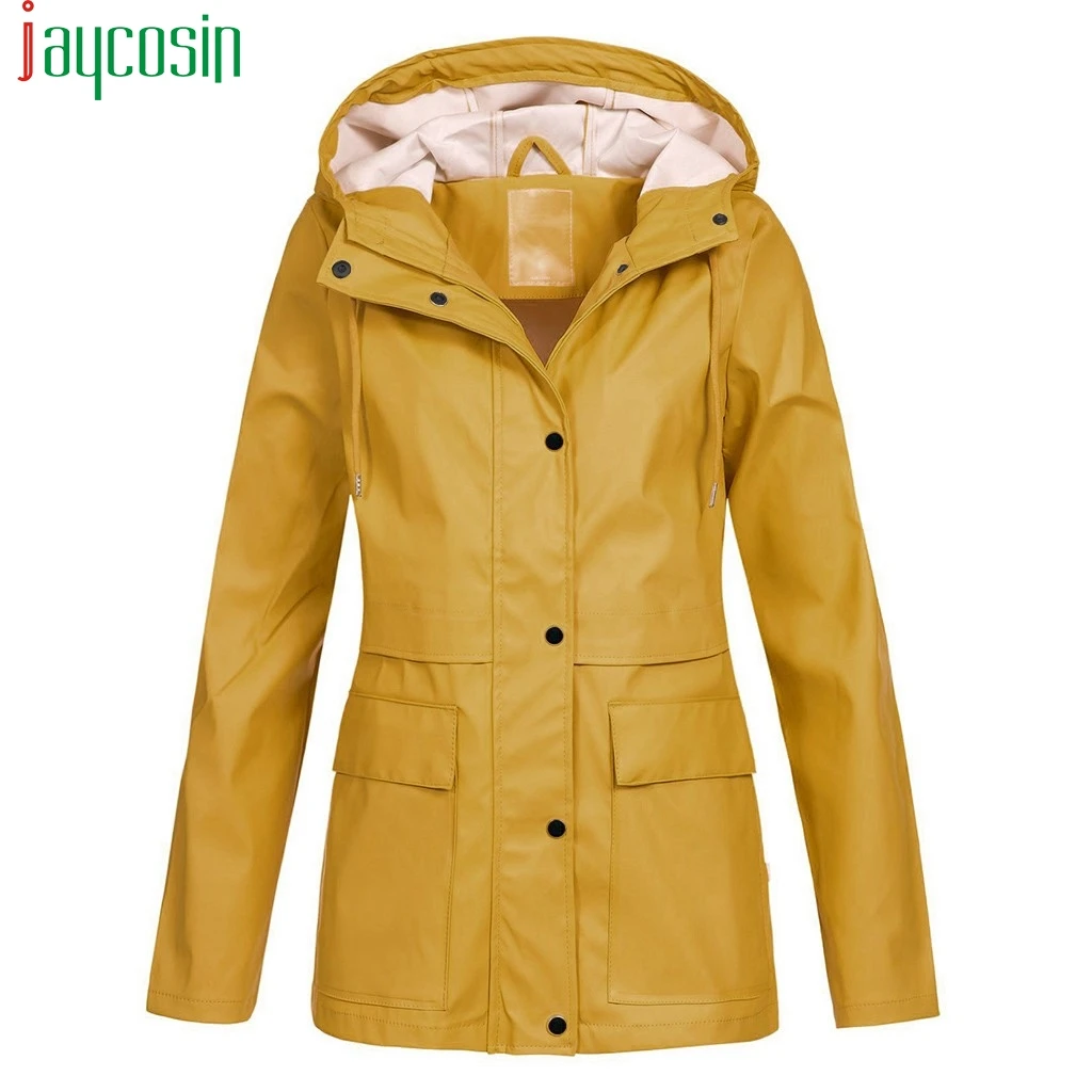 wonderful  Women Long Waterproof Jacket Hooded Loose Large Pocket Long Sleeve Ladies Tops Plus Size Female Cas