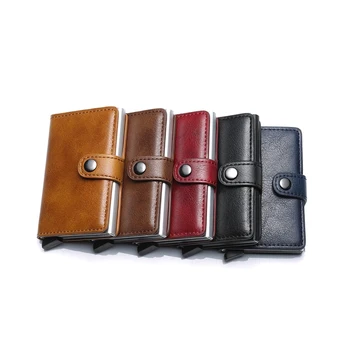 

Men Automatic Credit Card Coin Purse Aluminum Wallet Back Pocket ID Cardholder RFID Blocking Wallet Retro Coin Purse Card Pouch