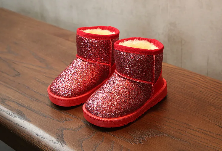 Bling зимняя обувь для девочек плюшевая Для мальчиков ясельного возраста; хорошо сохраняют тепло комплект детские зимние ботинки, детская обувь большие ботинки для девочек