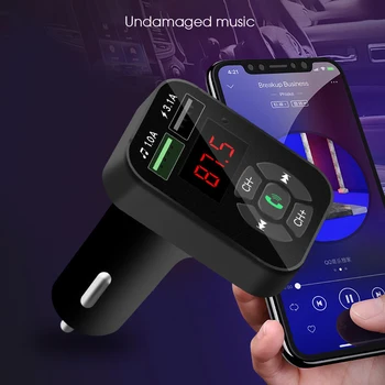 

12V Car Charger Car Bluetooth 5.0 Wireless Handsfree Audio FM Transmitter Receiver Auto MP3 Player 3.1A Dual USB Fast Charger