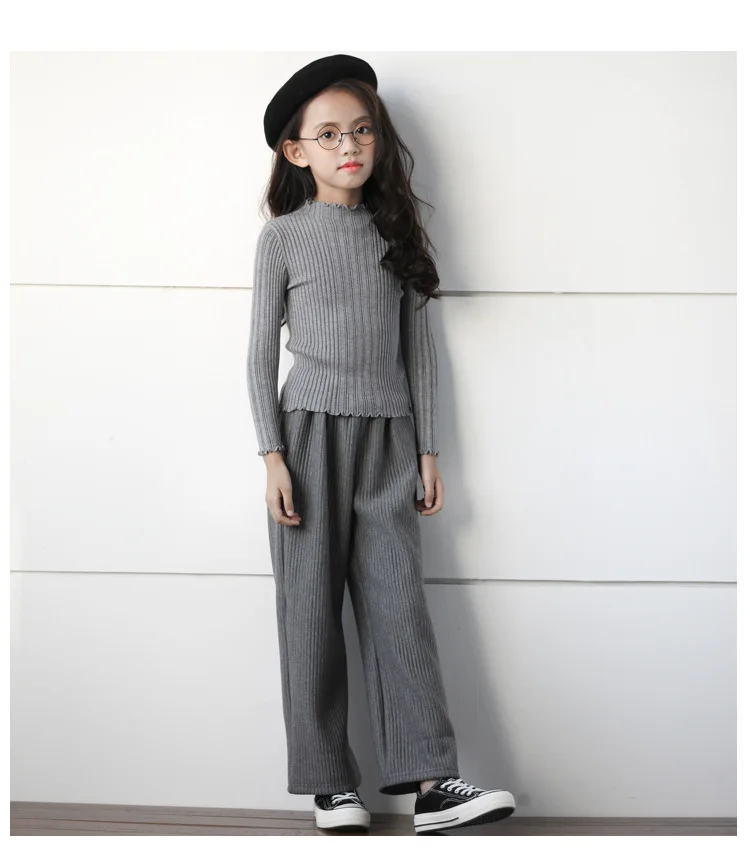 Новая детская зимняя одежда для девочек серые штаны однотонная свободная хлопковая одежда для отдыха теплые прямые штаны детская одежда