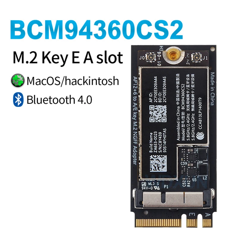 Ngff M.2 Một/E Chìa Khóa Adapter Dành Cho 12 + 6 Pin Không Dây Module Bcm94360cs2 Bcm943224pciebt2 Wifi Thẻ Hackintosh Macos wifi card for pc