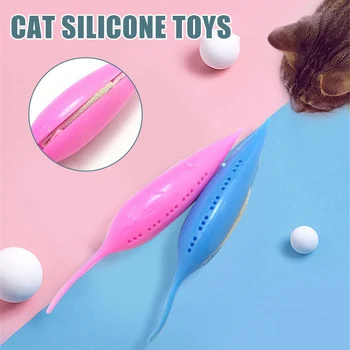 

Cat Toothbrush IQ Improve Mouse Shape Cat Catnip Chew Toy Silcone Pet Toys SP99