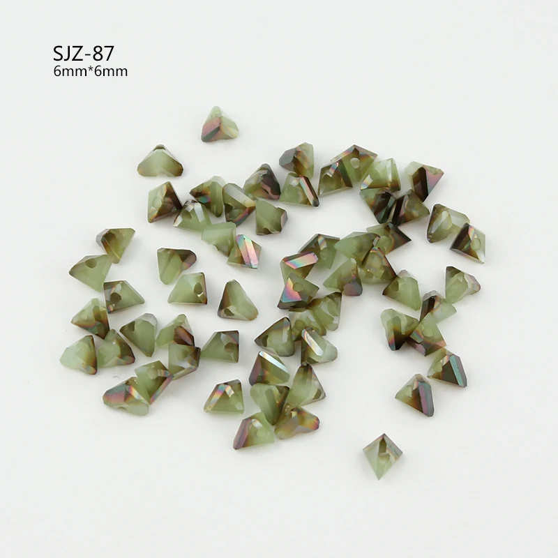 All size faceted Triangle beads Austria glass beads crystal beads Loose Spacer beads for Jewelry making DIY - Color: SJZ-87