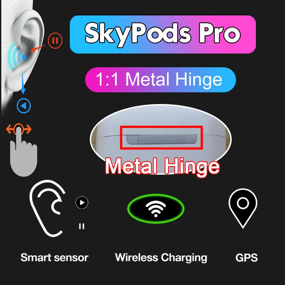Беспроводные наушники SkyPods Pro Tws Air2 металлическая петля умный датчик PK i200 i1000 i9000
