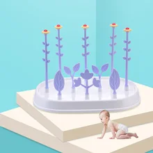 Высококачественная сушилка для детских бутылочек с цветочным деревом, сушилки для бутылочек с крышками, съемный держатель для бутылочек для кормления детей, полка для сосок