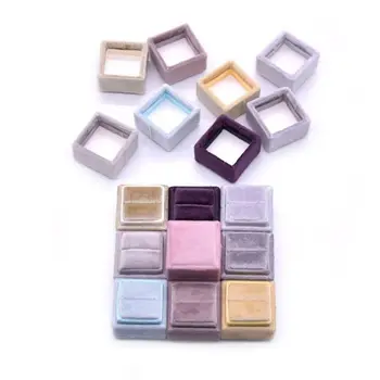 

Velvet Single Ring Box Square Wedding Ceremony Ring Box with Detachable Lid