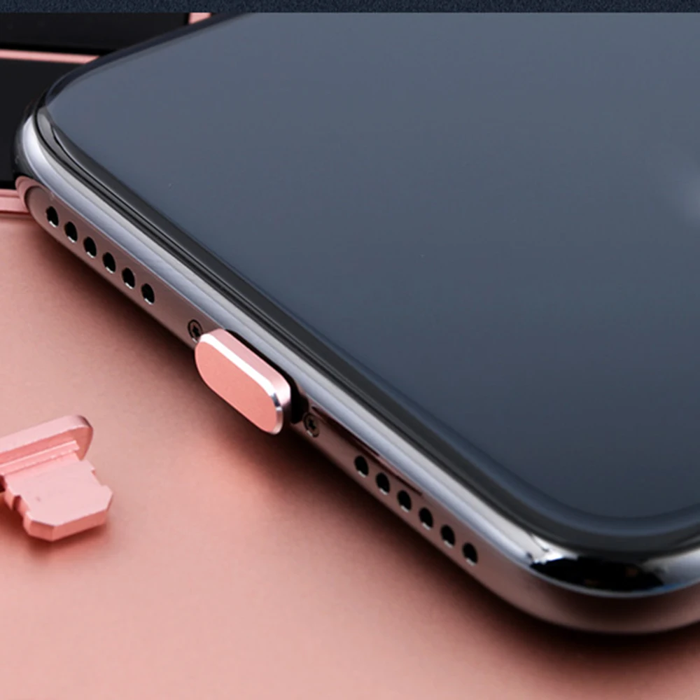 Для IPhone 6 6s 7 8 X Xs зарядное устройство аксессуары мобильный Пылезащитная заглушка для телефона металлический интерфейс данных протектор для Apple серии мобильных телефонов - Цвет: 02 pink