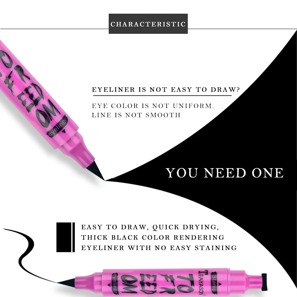 1PC 2-in-1 Waterproof Seal Black Double Head Waterproof Stamp Eyeliner Pen Tattoo Stamping Eye Liner Pencil Makeup Tool 1PC 2-in-1 Waterproof Seal Black Double Head Waterproof Stamp Eyeliner Pen Tattoo Stamping Eye Liner Pencil Makeup Tool