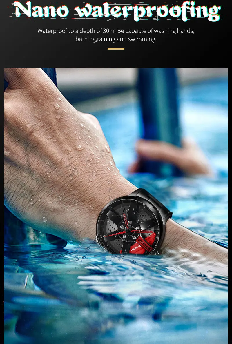 Новинка te37 колеса бизнес часы стерео полые ковки автомобиля модификация культуры концепция личности модные мужские спортивные часы