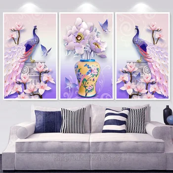 

Large Diamond Painting Peacock Peony flowers Diamond embroidery animal china style 5d diy square diamond mosaic wall decor FF669