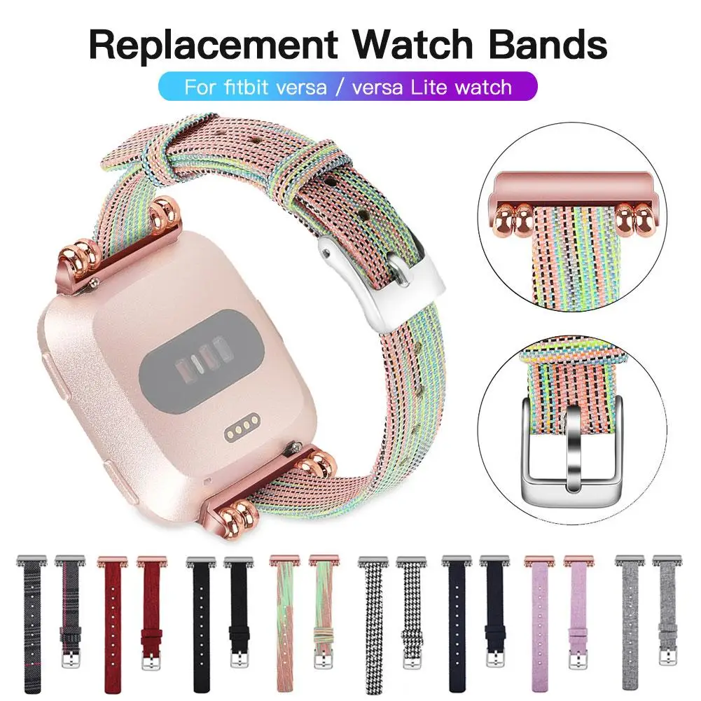 

Canvas Watch Bands Bracelet Accessories Replacement Wristbands Nylon Canvas Watch Straps For Fitbit Versa/versa Lite Watch