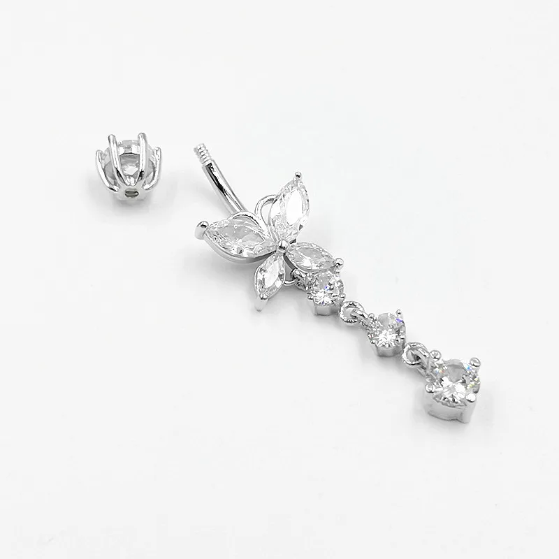 925 sterling silver belly button ring heart cubic zircon navel belly piercing jewelry moissanite belly button piercing