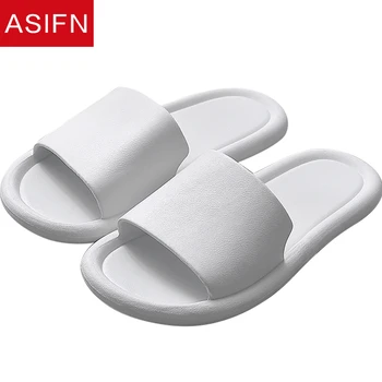 

ASIFN Womens Slippers Indoor Simple Men Slides Leisure Women Flip Flops Non-slip Couple Soft Sole Female Zapatos De Mujer Mules