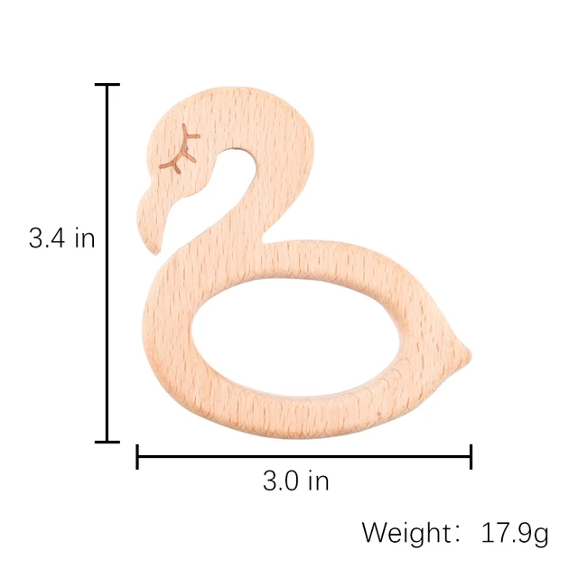1PC Baby Wooden Teethers Food Grade Toys Wooden Animal Pig Rodent Flamingo Beech Wood Teething  Bracelet Pendant Children Goods 2
