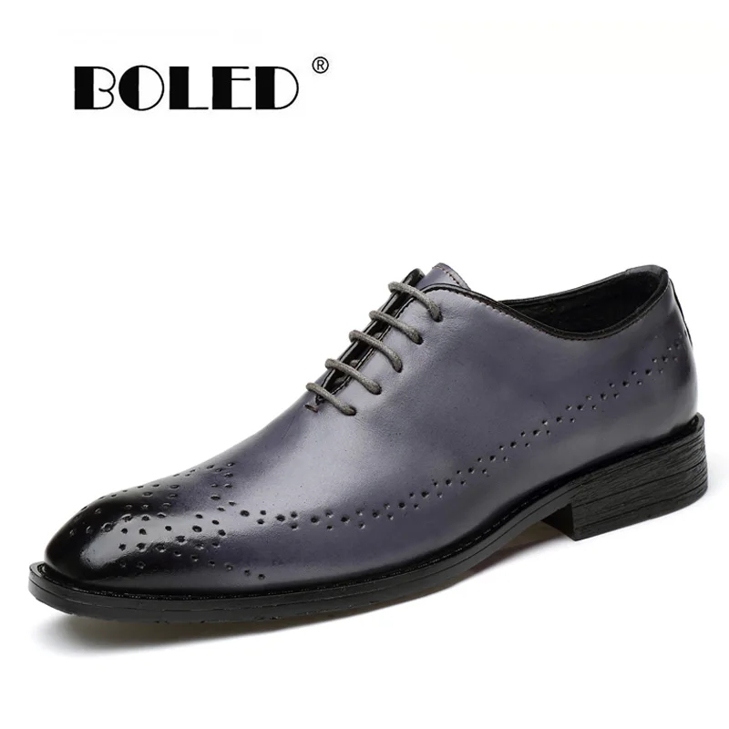 

Classic Natural Leather Men Shoes Flats Whole Cut Plain Oxfords Plus Size Lace Up Wedding Party Man Dress Shoes Men